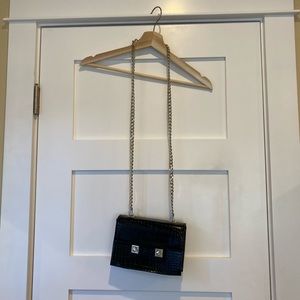 Zara black crossbody with champagne gold hardware
